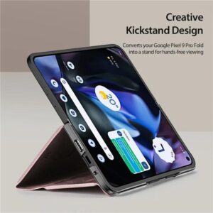 Dux Ducis Bril Leather Wallet Flip Case for Google Pixel 9 Pro Fold - Pink