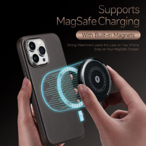 DUX DUCIS Naples Leather Back Case Cover for Apple iPhone 14 Pro - Coffee