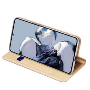 DUX DUCIS Skin Pro Faux Leather Wallet Flip Case for Xiaomi 12T / 12T Pro - Gold