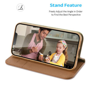 DUX DUCIS Genuine Real Leather Flip RFID Wallet Case for Apple iPhone 15 - Brown