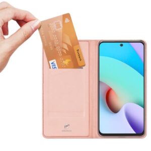 DUX DUCIS Skin Pro Faux Leather Wallet Flip Case for Xiaomi Redmi 10, Rose Gold