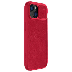 Nillkin Qin Pro Faux Leather Camera Lens Protector Case for Apple iPhone 15 - Red