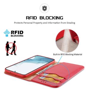 DUX DUCIS Real Leather Flip RFID Wallet Case for Samsung Galaxy S23+ (Plus) - Red