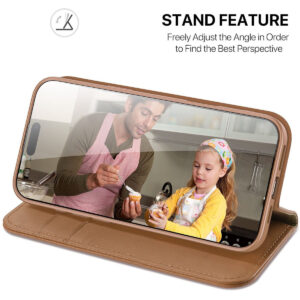 DUX DUCIS Genuine Real Leather Flip RFID Wallet Case for Apple iPhone 17 Pro - Brown