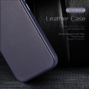 DUX DUCIS Naples Leather Back Case Cover for Apple iPhone 14 Pro - Blue