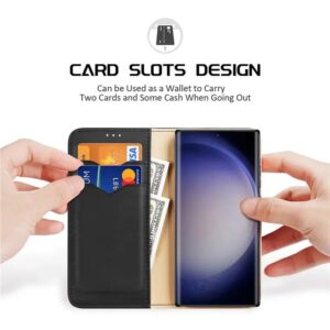 DUX DUCIS Real Leather Flip RFID Wallet Case for Samsung Galaxy S24 Ultra - Black