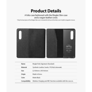 Ringke Signature Folio Case Cover for Samsung Galaxy Z Fold3 5G - Black, Standard