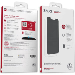 ZAGG Invisible Shield Glass Elite Privacy Screen Protector for Apple iPhone 12 Pro Max / iPhone 13 Pro Max / iPhone 14 Plus