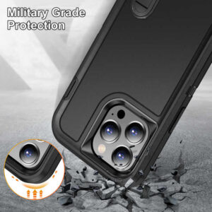 Armoured™ Defend 360 Tough Rugged Case for iPhone 14 Pro - Frosted Clear & Orange
