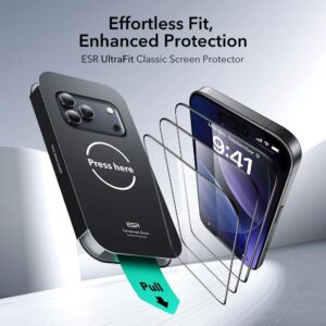 ESR 2-Pack Ultrafit Tempered Glass Screen Protector for Apple iPhone 17 Pro Max - Black Edge
