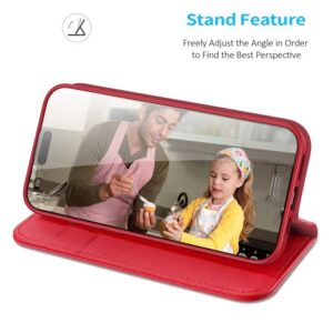 DUX DUCIS Genuine Real Leather Flip RFID Wallet Case for Apple iPhone 16 Plus - Red