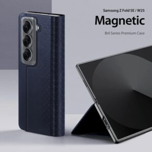 DUX DUCIS Venice Leather Patterned Case Cover for Samsung Galaxy Z Fold SE / W25 - Blue