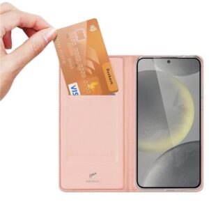 DUX DUCIS Skin Pro Faux Leather Wallet Flip Case for Samsung Galaxy S24 FE - Rose Gold