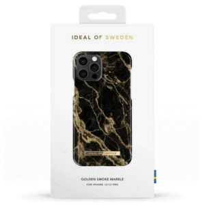 iDeal of Sweden Stylish Marble Fashion Rear Case Cover for Apple iPhone 12/ 12 Pro - Golden Smoke