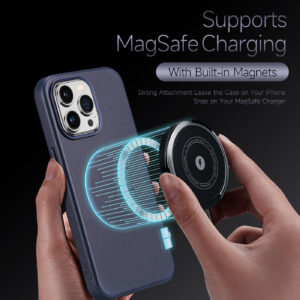 DUX DUCIS Naples Leather Back Case Cover for Apple iPhone 14 Pro Max - Blue