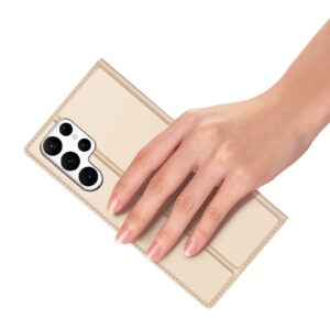 DUX DUCIS Skin Pro Faux Leather Wallet Flip Case for Samsung Galaxy S23 Ultra - Gold