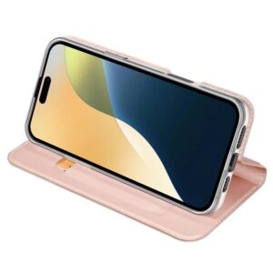 DUX DUCIS Skin Pro Faux Leather Wallet Flip Case for Apple iPhone 16 - Rose Gold