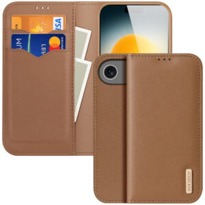 DUX DUCIS Genuine Real Leather Flip RFID Wallet Case for Apple iPhone 17 Air - Brown