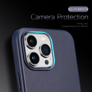 DUX DUCIS Naples Leather Back Case Cover for Apple iPhone 14 Pro - Blue