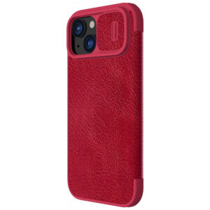 Nillkin Qin Pro Faux Leather Camera Lens Protector Case for Apple iPhone 15 Plus - Red