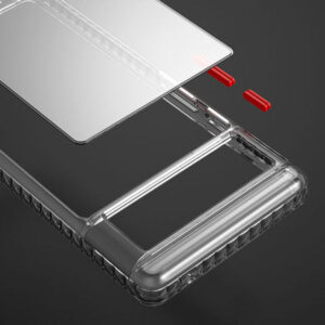 Armoured™ Shock Tough Rugged Case for Google Pixel 6 Pro - Clear / Red Buttons