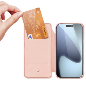 DUX DUCIS Skin Pro Faux Leather Wallet Flip Case for Apple iPhone 17 Pro - Rose Gold