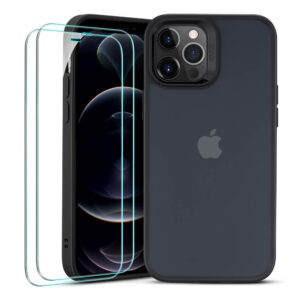 ESR Classic Hybrid Tough Rear Case + 2 Pack Screen Shield for Apple iPhone 12 / 12 Pro - Frosted Black