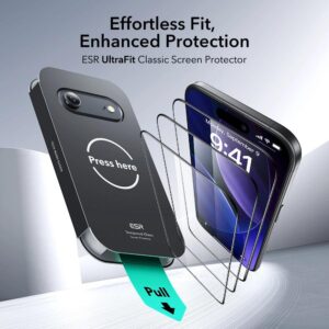 ESR 2-Pack Ultrafit Tempered Glass Screen Protector for Apple iPhone 17 Air - Black Edge