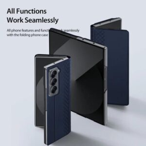 DUX DUCIS Venice Leather Patterned Case Cover for Samsung Galaxy Z Fold SE / W25 - Blue