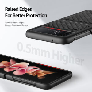 DUX DUCIS Venice Leather Patterned Case Cover for Samsung Galaxy Z Flip4 5G - Black