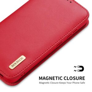 DUX DUCIS Real Leather Flip RFID Wallet Case for Samsung Galaxy S25+ (Plus) - Red