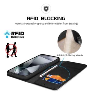 DUX DUCIS Real Leather Flip RFID Wallet Case for Samsung Galaxy S25 Ultra - Black