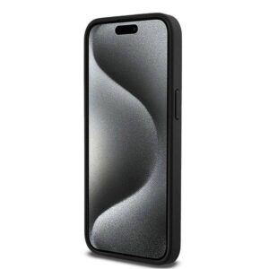 DKNY Leather Monochrome Design with Metal Logo Rear Magsafe Case Cover for iPhone 15 Pro Max - Black