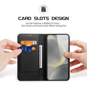 DUX DUCIS Real Leather Flip RFID Wallet Case for Samsung Galaxy S25+ (Plus) - Black