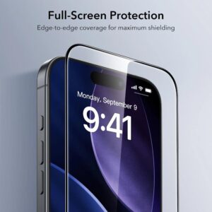 ESR 2-Pack Ultrafit Tempered Glass Screen Protector for Apple iPhone 17 - Black Edge